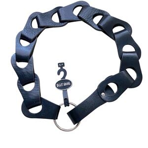 Belt Shak new black Italian leather woven chain link belt size Small